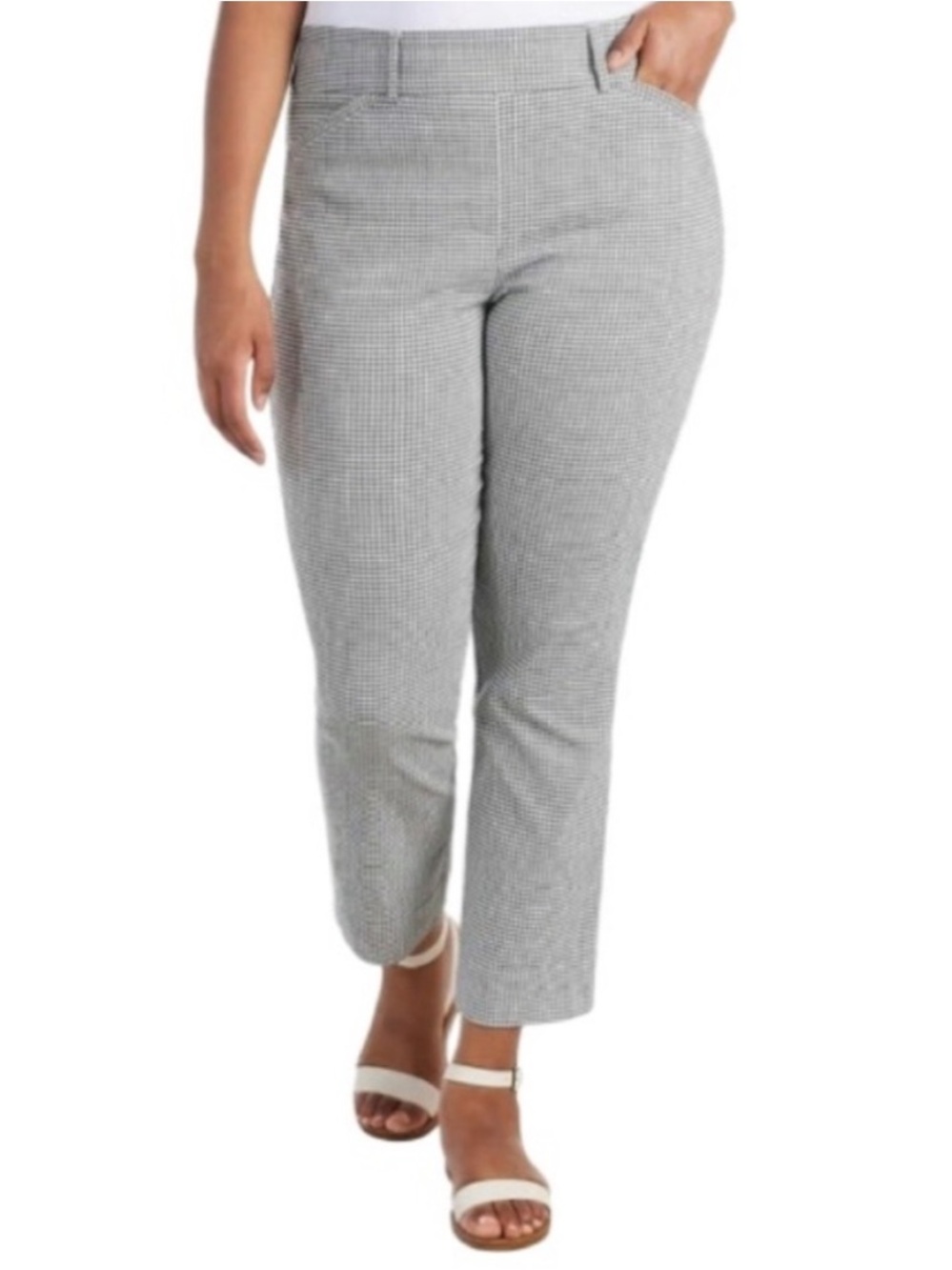 ☀️NWT Hilary Radley Tummy Control Capri Pants Checkered / Plaid Side Slits Sz 20